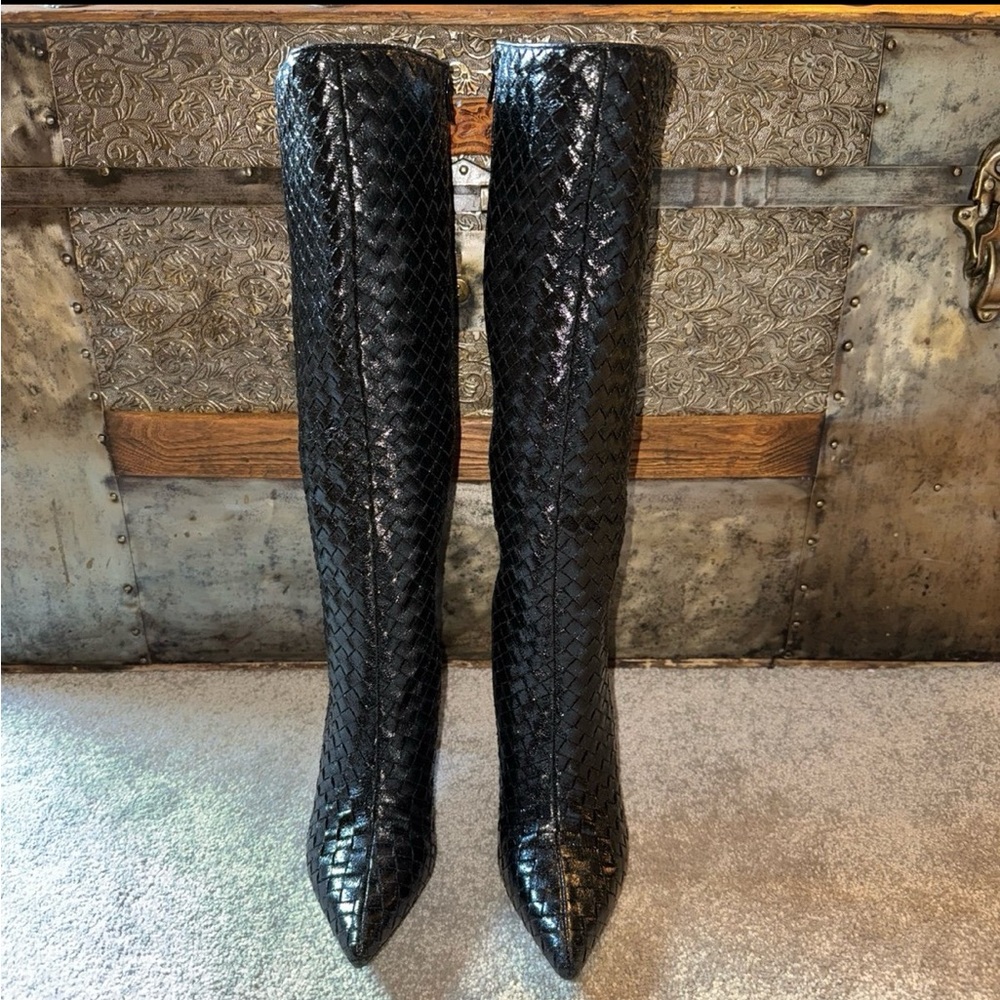NWOB/Unworn INC Savonia Black Woven Knee High Boots in 7M